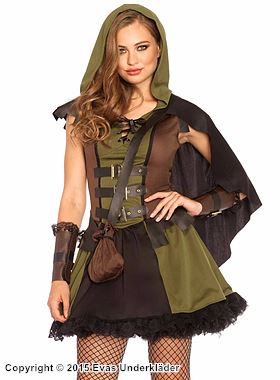 Weiblicher Robin Hood, Kostüm-Kleid, Schnürung, Schnalle